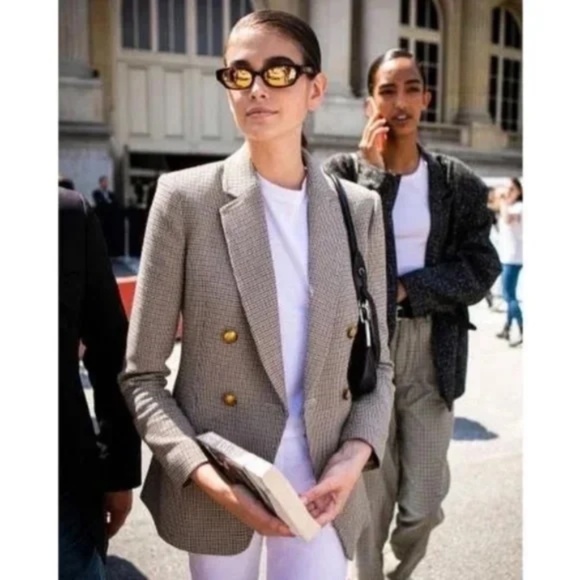 A.L.C. Jackets & Blazers - A.L.C. Sedgwick Houndstooth Blazer Grey Multi 0